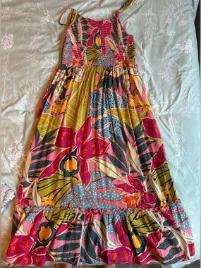 Girls' Tropical Floral Sundress - Pink & Green